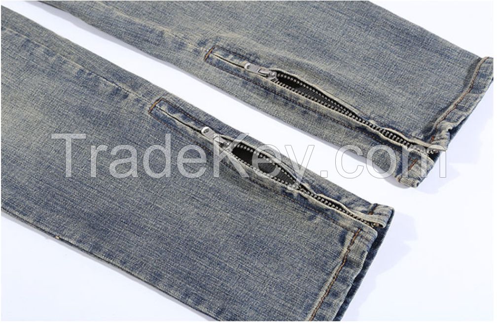 New fashion jeans pants wholesale custom logo Slim Fit distressed jeans men skinny denim jeans men