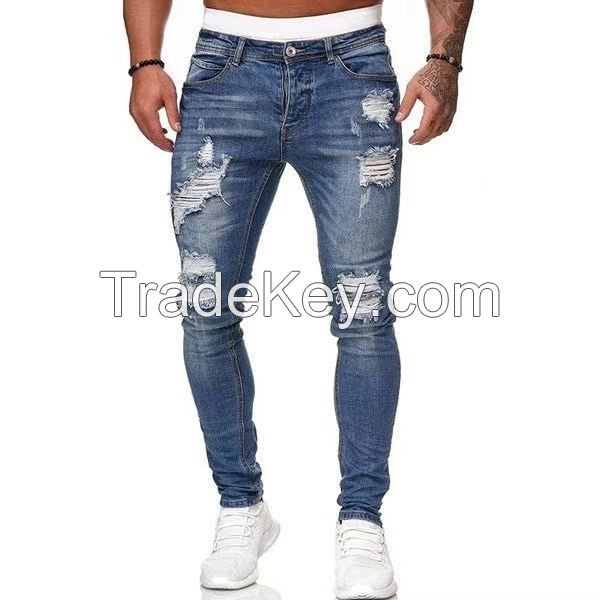 Hot selling Jeans Denim Men Jeans Pants Casual Classic Ripped Nine-point Jeans Men's Spring And Summer denim jeans