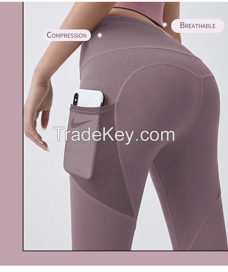 Latest design customized beautiful Women Pants High Waist Compression Leggings Running Gym Sports Leggings