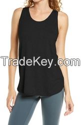 Custom Printed High Quality Solid Color Cotton Muscle Fitness Tanktops For women Sports Outdoor Oversized Knitted Vest