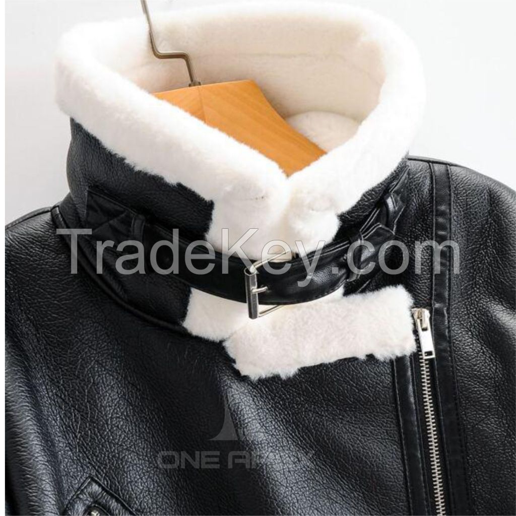 OEM New Stylish High Quality Custom Men's Outwear Flying Genuine Bomber Sheep Skin Leather Jacket In All Color