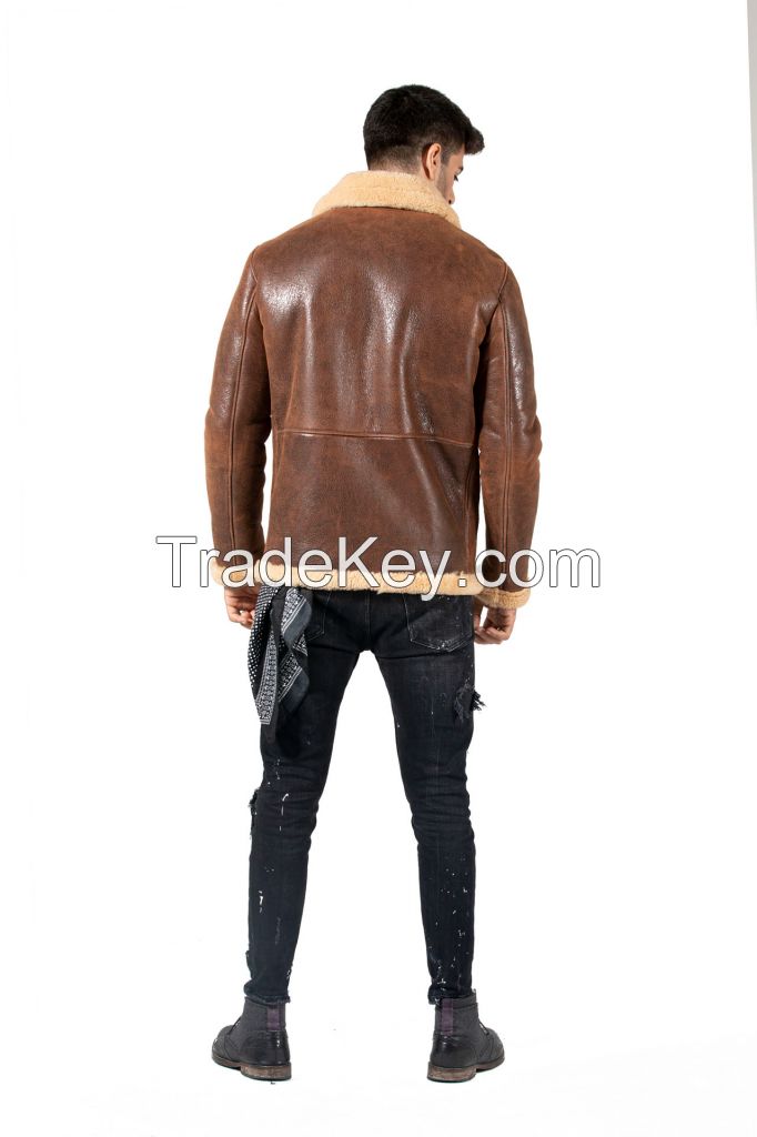 Flying leather bomber jacket pilot style with Golden zipper front High quality Export leather jacket