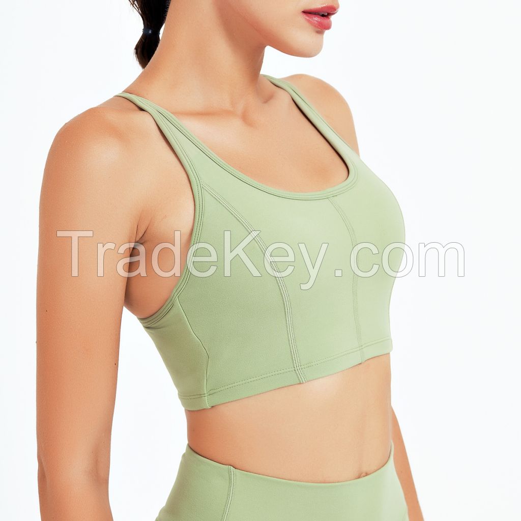 Wholesale Custom Made Gym Active Wear Removable Padding High Support Racer Back Women Sports Bra