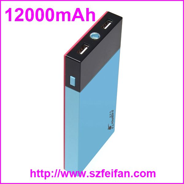 Colorful portable 12000mah dual USB power bank with CE Rohs