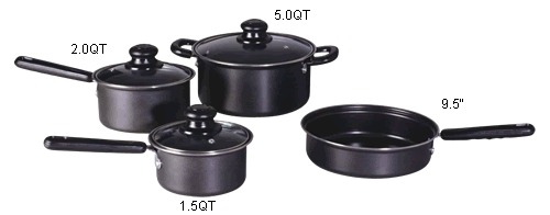 7PC straight shape non-stick cookware set1(glass lid)