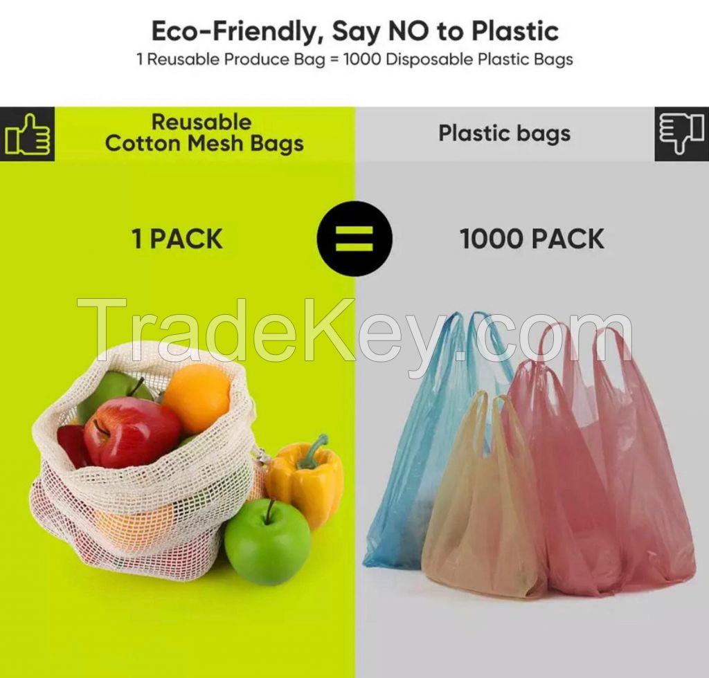 GOTS Organic Cotton Produce Bags | Mesh Shopping Bag | Organic Fruit Bag | Zero Waste Gifts, Grocery Bag, Plastic Free, Eco Friendly