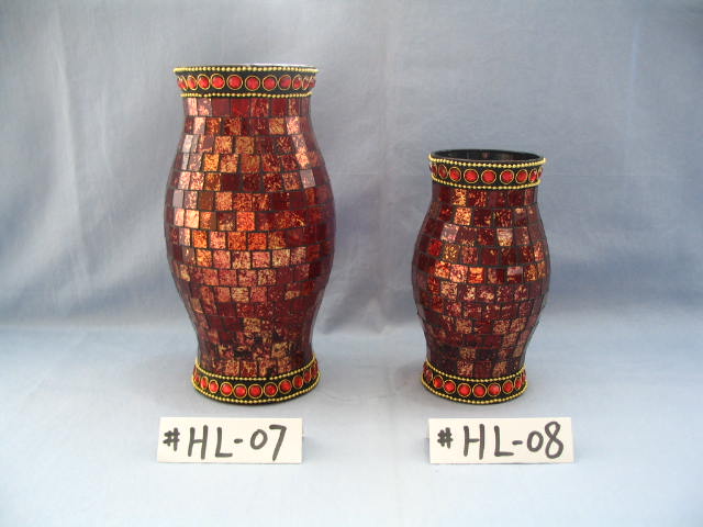 Mosaic glass candle holder