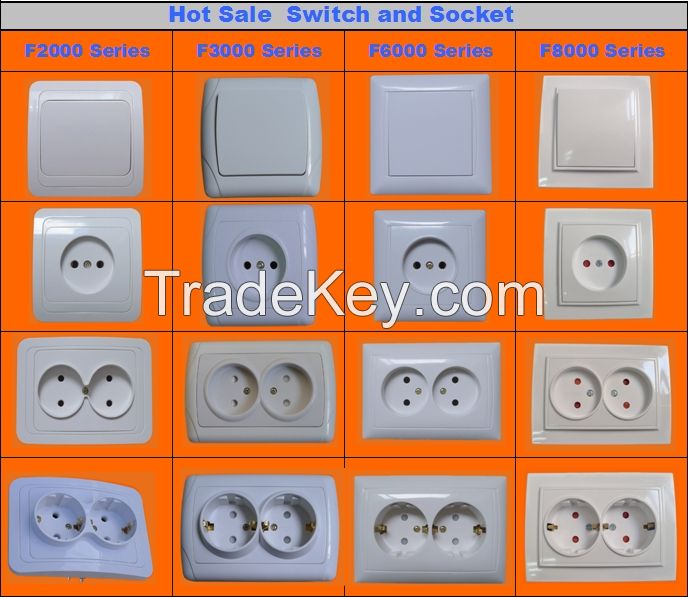 European standard flush mounted one gang wall switch