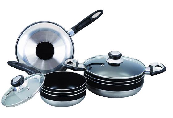 5 pcs non-stick cookware set with two circle body