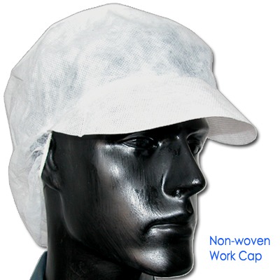 Non-Woven peaked cap with snood