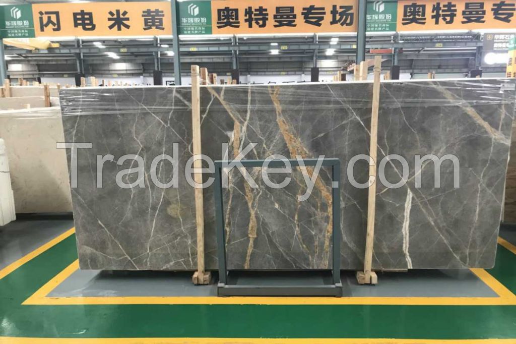 Polished Gray Attou Stone Marble Slab Veneer For Tile