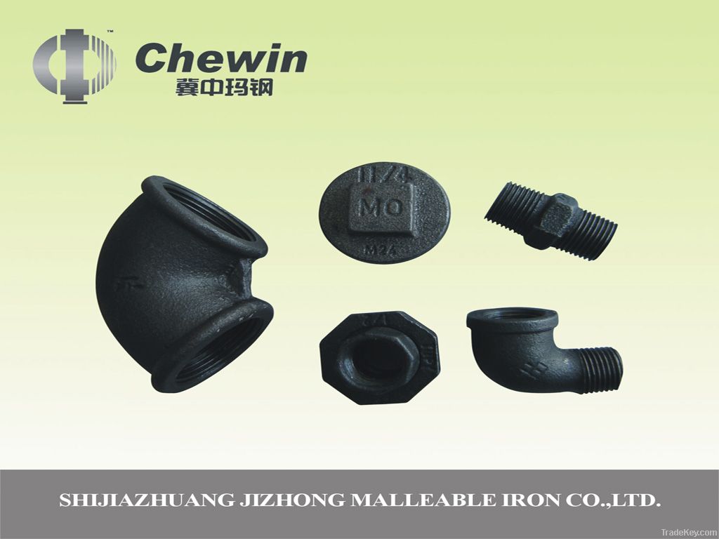 Black Malleable Iron Pipe Fitting with NPT Threads