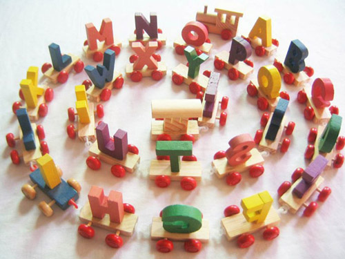 wooden letter name train , alaphabet train , wooden toy