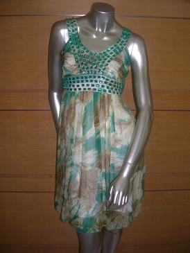 Jewel Embellished Chiffon Printed Dress