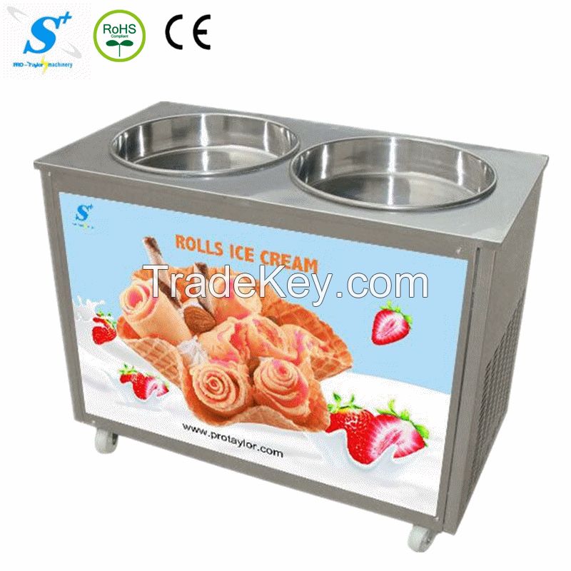 CE Approved Thailand Fruit Fry Ice Cream Machine Roll Ice Cream Machine