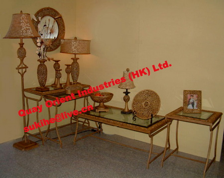 table & floor lamps, candle holders, fruit bowls, vase, mirror etc.
