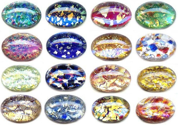 Glass opal cabochons