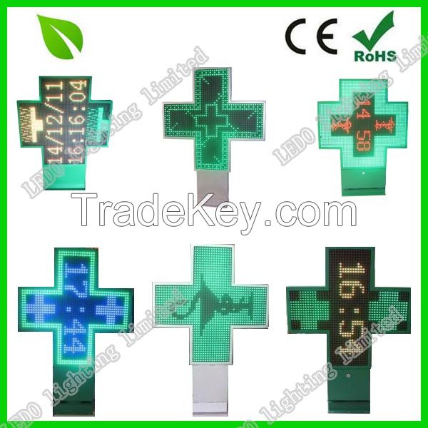 outdoor LED pharmacy cross sign display