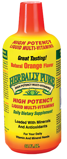 Liquid Vitamins. Vitamin Supplements. Health Food. Herbally Pure.