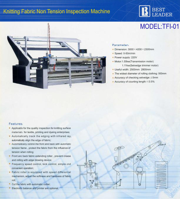 Knitting Fabric Non Tension Inspetion Machine