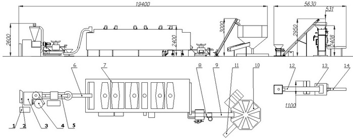 Pasta production system with the capacity of 100 to 140 kg/hour