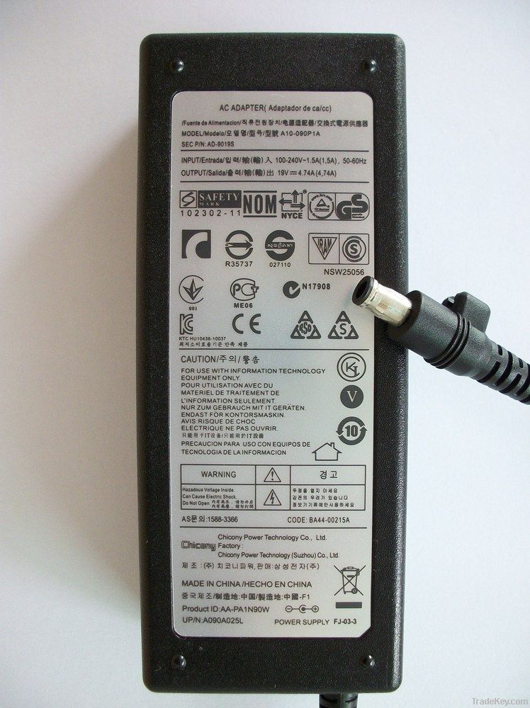 19v4.74a laptop ac adapter for Samsung supply