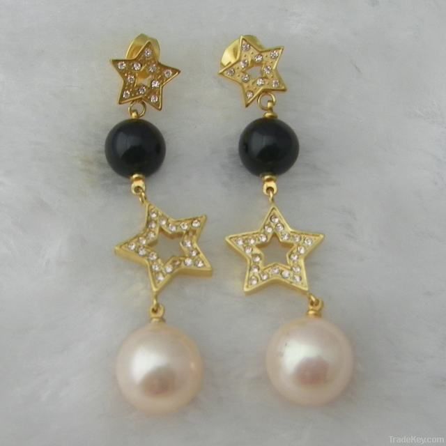 Glod plated star Pearl Drop earrings