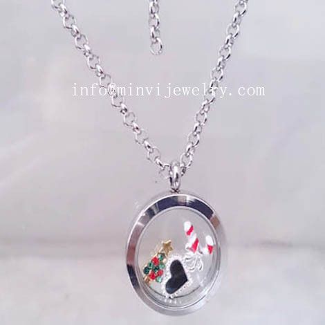 Smaller Lovely Locket Pendants jewelry Necklace 3 Mix Charms Floating Lockets Stainless Steel