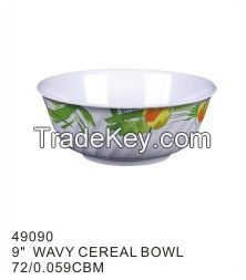 Durable big capacity eco friendly functional melamine blue rice bowl Colored different size flat bottom melamine bowl