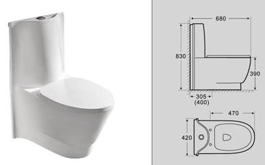 Siphonic S-trap toilet