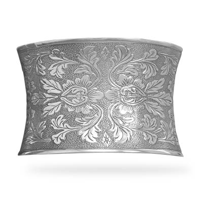 Concave Oxidized Floral Cuff Bracelet