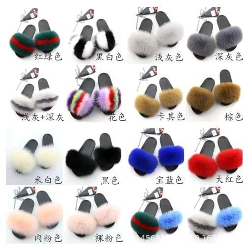 COOLSA Women's Furry Slippers Ladies Cute Plush Fox Hair Fluffy Slippers Women's Fur Slippers Winter Warm Slippers for Women Hot