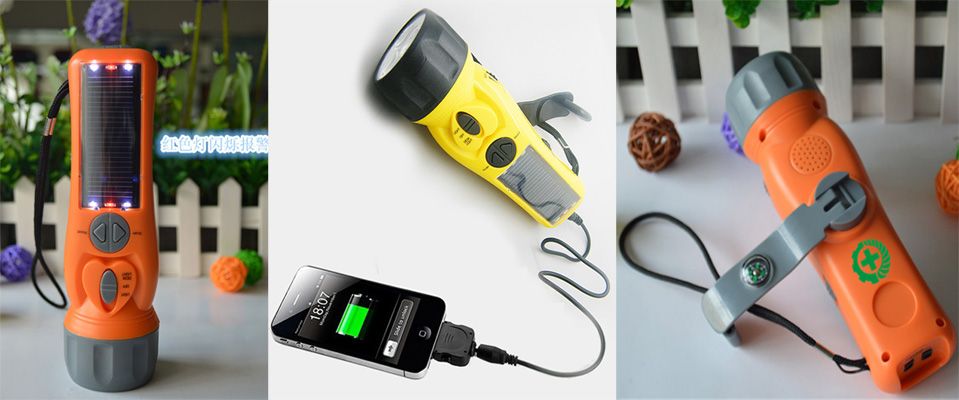 multifunction solar dynamo FM radio flashlight