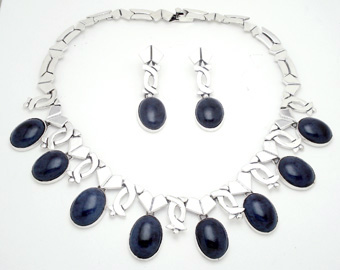 Set princesse necklace and earring with sodalite stone
