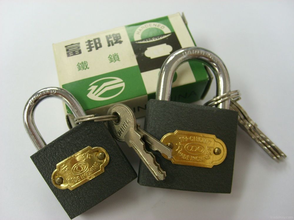 Gray iron padlock