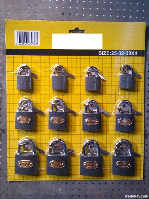 Gray iron padlock