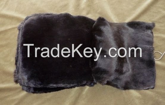 Shorn, black dyed rabbit skins, real fur