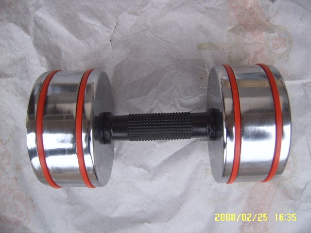 chromed dumbbell with rubber bumpers