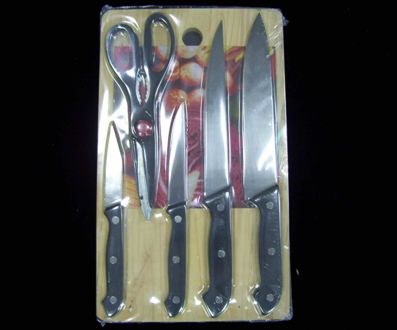 6pcs cutlery set with wooden board