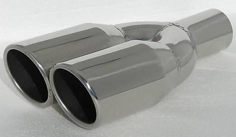 Stainless Dual Slanted Roll Outlets Exhaust Tip