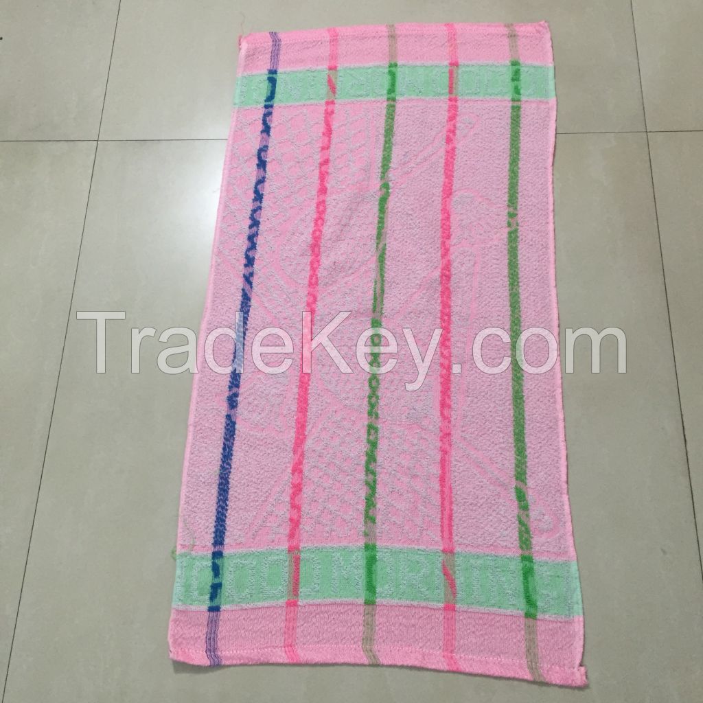 19*38"  65g Factory supply wholesale cheap customized 100% polyester stripe bath hand towel for Yemen market