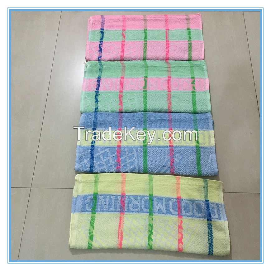 19*38"  65g Factory supply wholesale cheap customized 100% polyester stripe bath hand towel for Yemen market