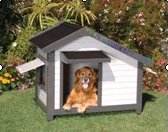 The new European-style wooden pet house with grid iron windows