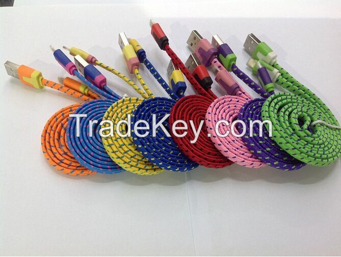 Colorful Braided cable for Android smart phone and iphone