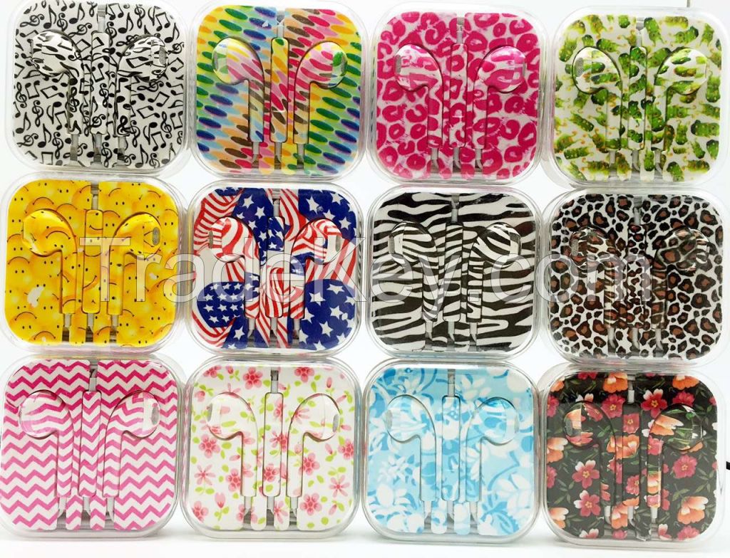 Floral pattern Earpods for iPhone with Mic and Remote