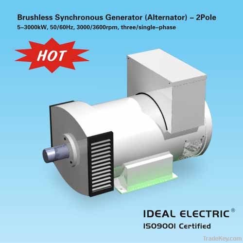 2-Pole (3000/3600RPM) Brushless Generator (Alternator)