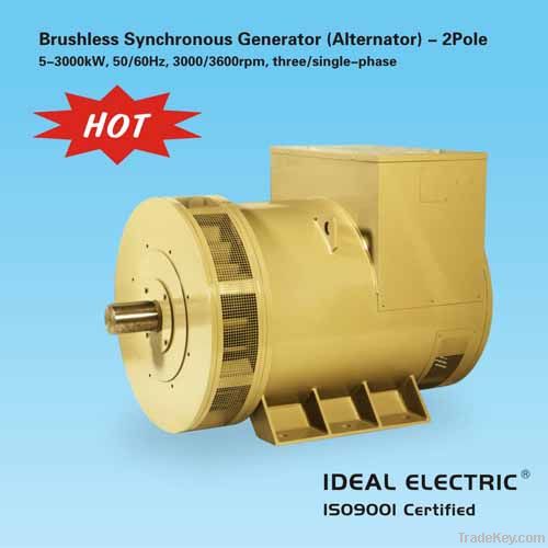 2-Pole (3000/3600RPM) Brushless Generator (Alternator)