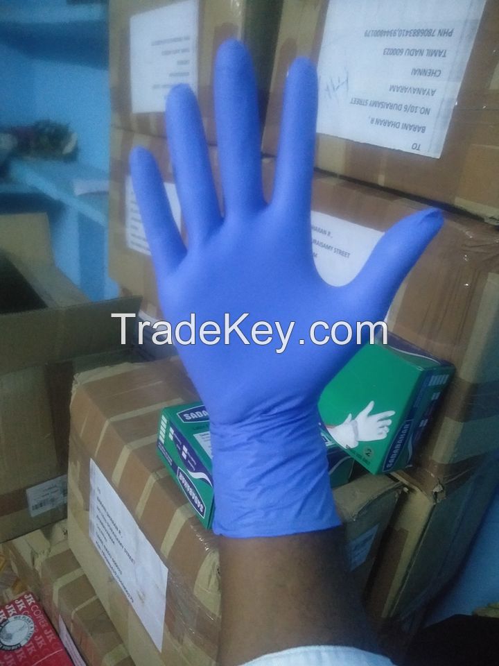 NITRILE GLOVES / PROTECTIVE CIVILIAN GLOVES / WHITE AND SKY BLUE NITRILE DISPOSABLE GLOVES