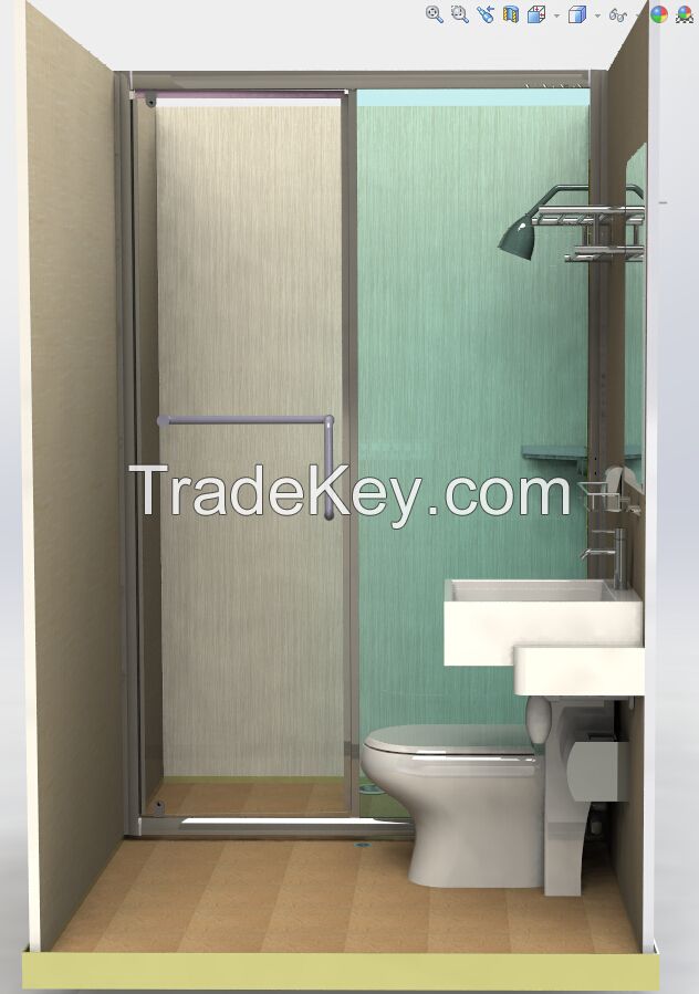 ISO9001/CE prefab glass bathroom pods with frame bathroom unit prefabricated bathroom with toilet