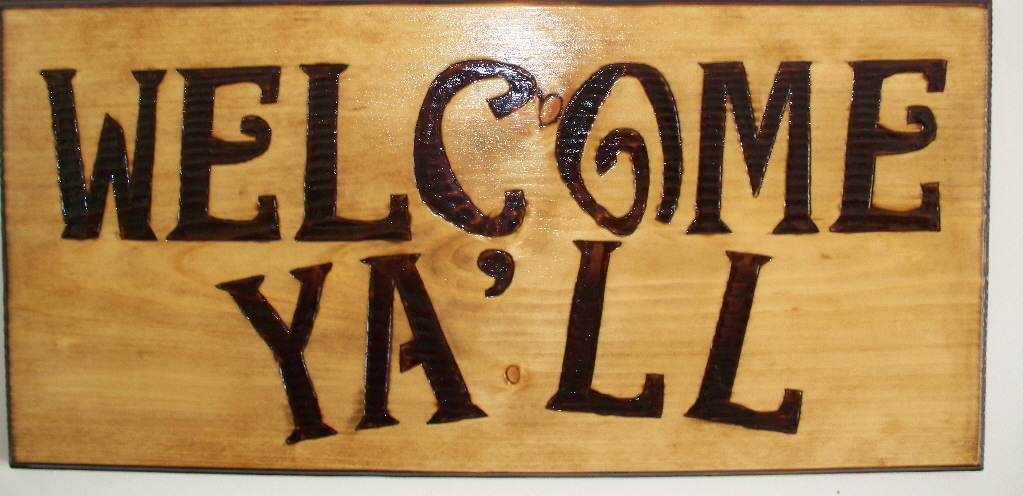 Custom wood burned sign art